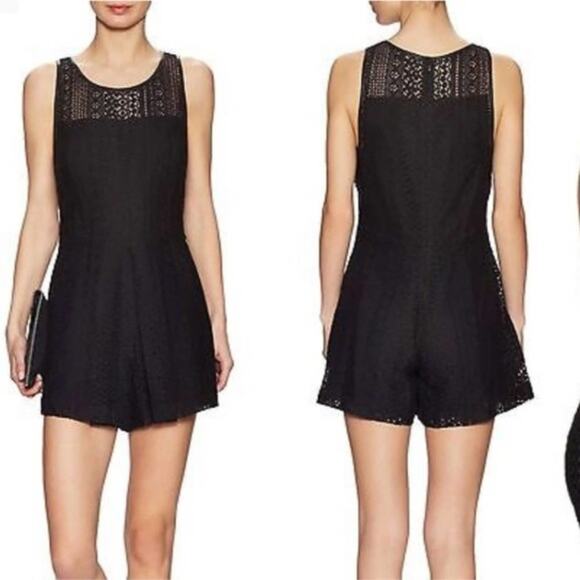 Rebecca Minkoff Marianne Lace Romper w/Piped Trim - Picture 2 of 6